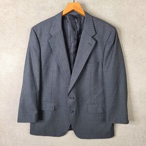 Custom Designs Jacket‎ Mens 46L Gray Striped Blazer Two Button Formal Suit Coat